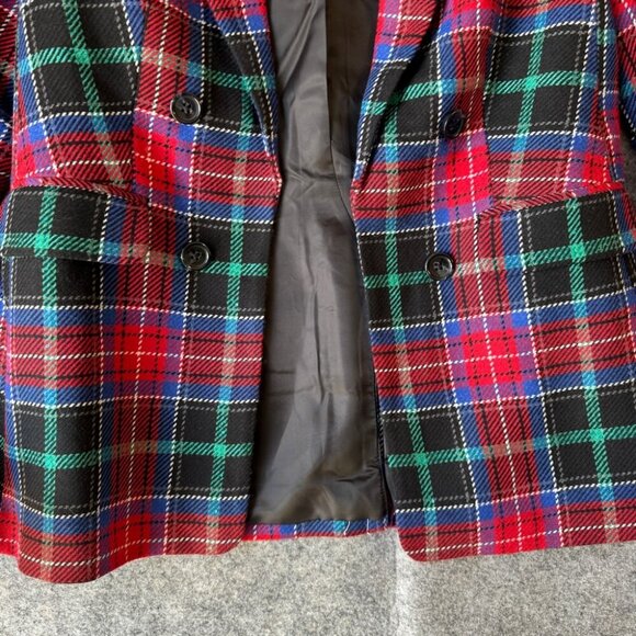 Talbots Red Plaid Wool Blend Blazer Holiday Tartan Jacket Petite 4P - Picture 8 of 16